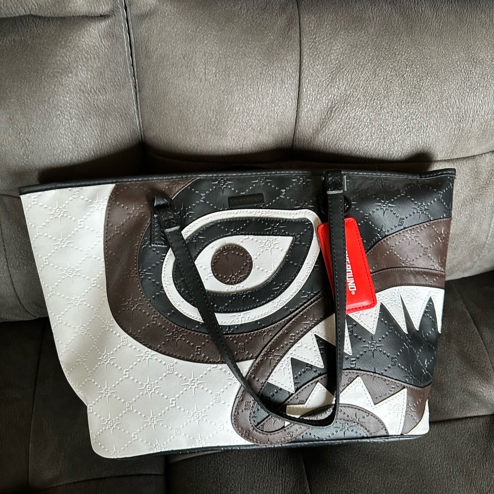 Sprayground Black and White Tote Bag